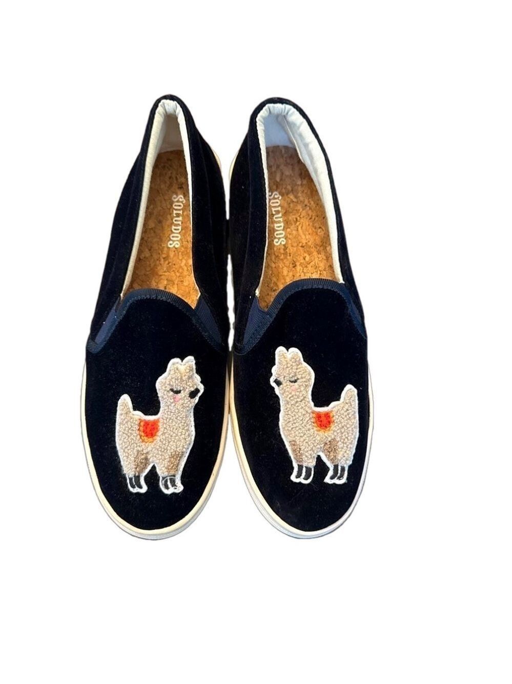 Soludos Llama Slip On Velvet Navy Blue Sneakers. Size 8